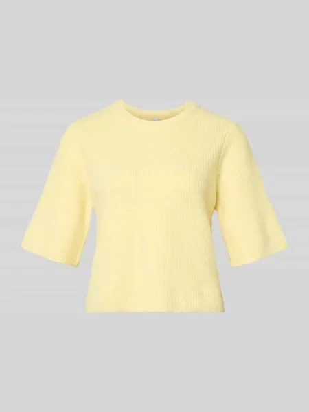T-shirt o pudełkowym kroju z prążkowanej dzianiny z dodatkiem wełny model ‘SILLY’ Pieces