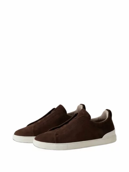 Sneakerși Zegna din piele de căprioară maro