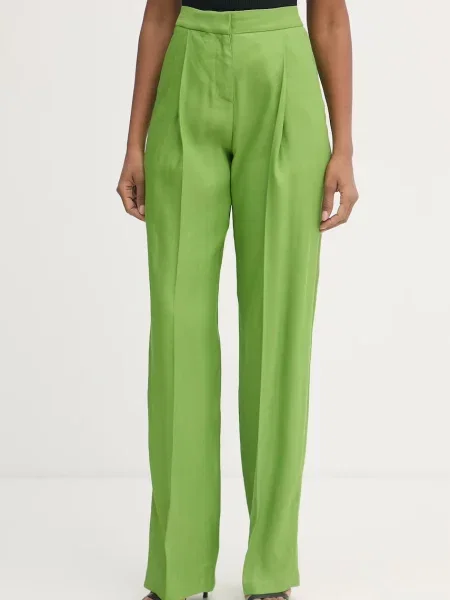 Elisabetta Franchi pantaloni de costum pentru femei din in verde