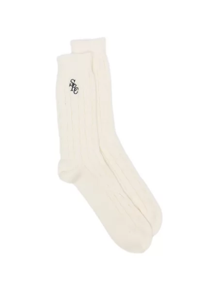 Șosete Sporty & Rich cu broderie tricotate alb