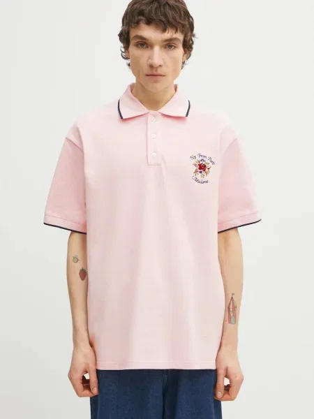 Drôle de Monsieur polo de Polo Piqué Slogan Rose roz