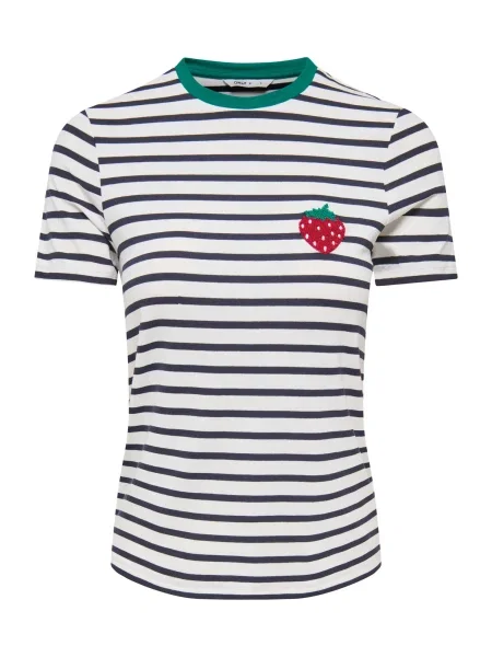 ONLY Tricou ONLHEART albastru marin / verde smarald / roşu închis alb