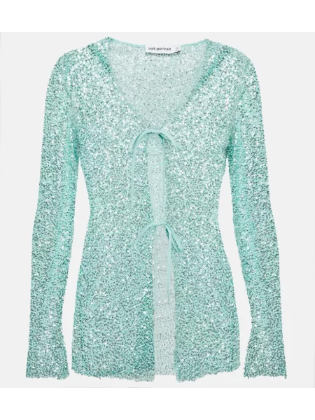 Cardigan Self-portrait cu mărgele albastru