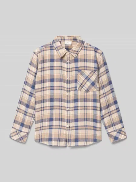 Koszula casualowa o kroju regular fit z mieszanki bawełny i S.oliver Red Label beżowa