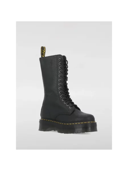 Botki Dr. Martens sznurowane skórzane na platformie czarne