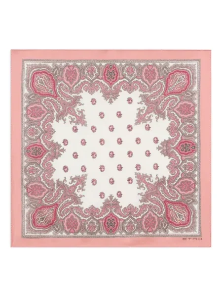 Fular Etro de mătase cu model paisley roz