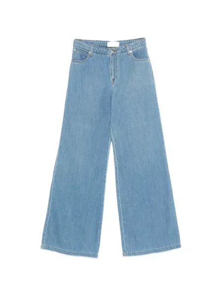Szerokie jeansy Ermanno Firenze z 5 kieszeniami niebieskie