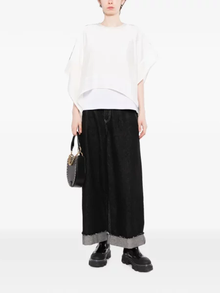 Top Sacai cu decolteu rotund alb