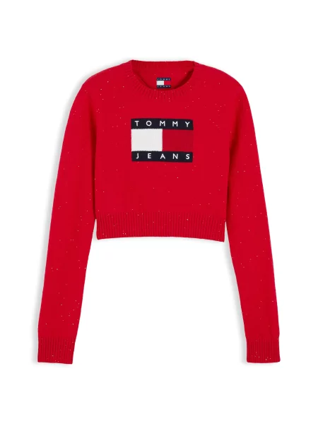 Tommy Jeans Pulover bleumarin / roșu alb