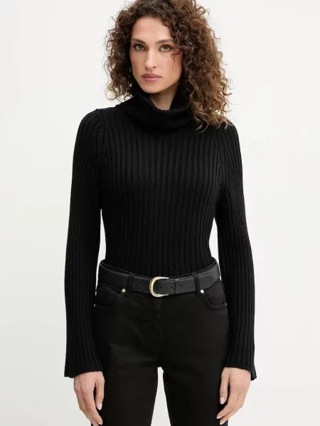 Luisa Spagnoli pulover de lână cu guler negru