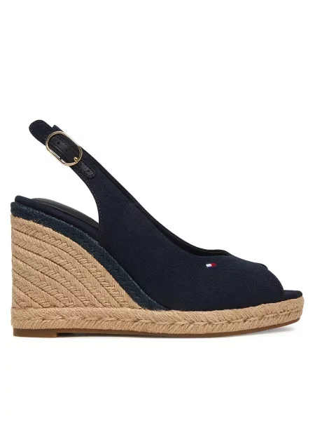 Espadrile Tommy Hilfiger Flag High Wedge Espad Slingback Mornarsko modra