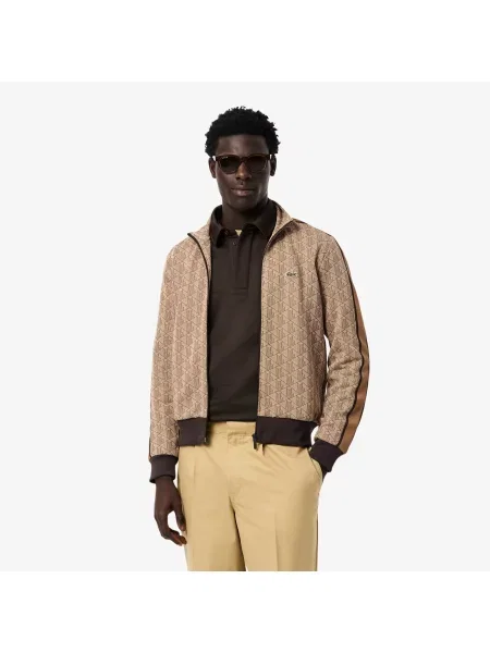 Lacoste Kurtka Dresowa Paris Z Żakardowym Zamkiem Błyskawicznym brązowy