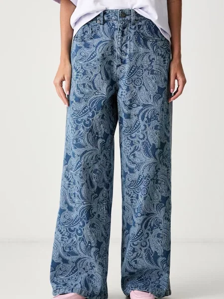 Adidas Originals blugi wide leg pentru femei Liberty albastru
