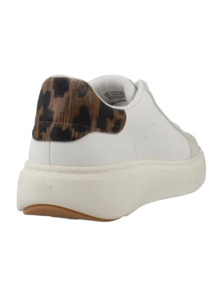 Pantofi Fitflop din piele cu model leopard alb
