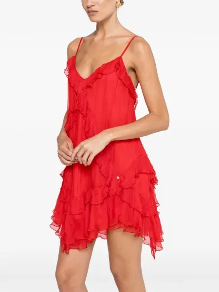 Rochie mini Nissa de mătase roșu