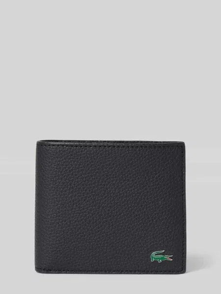 Portfel z naturalnej skóry bydlęcej model BILLFOLD' Lacoste czarny