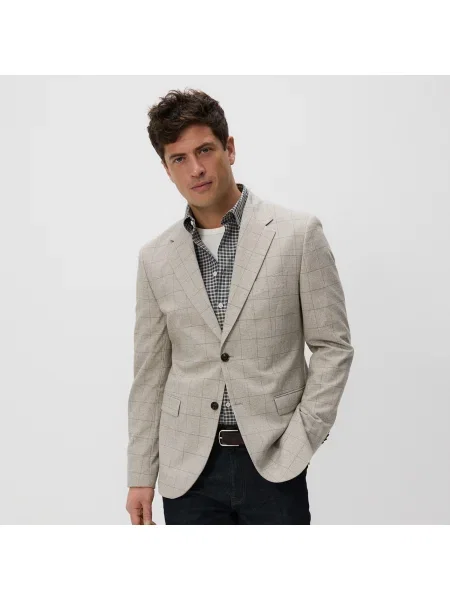 Reserved Kockás slim fit blézer bézs