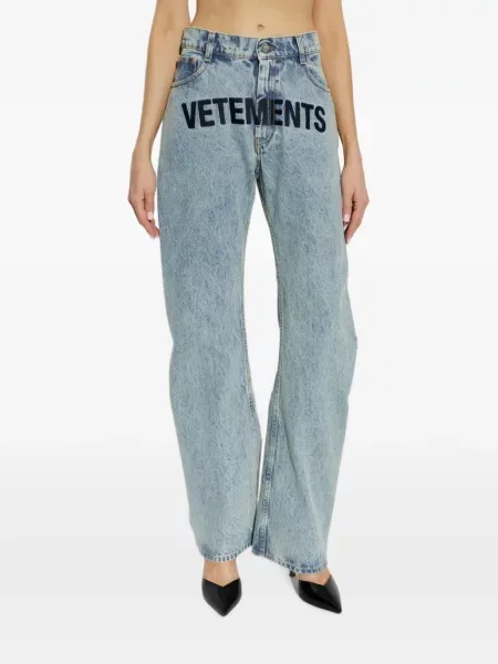 Blugi Vetements cu broderie albastru