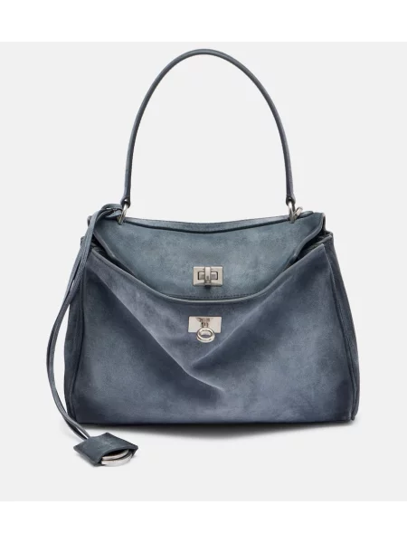 Top Balenciaga din piele de căprioară gri