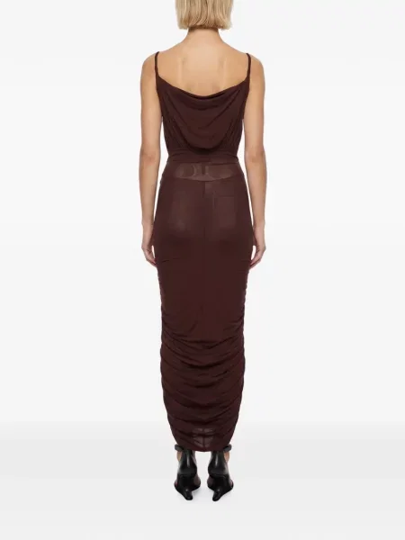 Rochie maxi Rick Owens Lilies cu volane roșu
