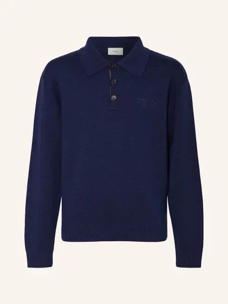 Fendi Koszulka Polo Z Dzianiny blau granatowa