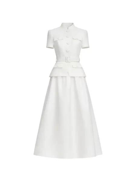 Tafta rochie Self-portrait alb