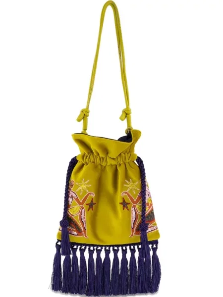 Geantă shopper Paula cu broderie galben