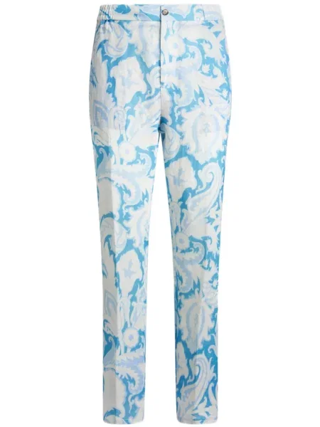 Pantaloni Etro cu imagine cu model paisley albastru