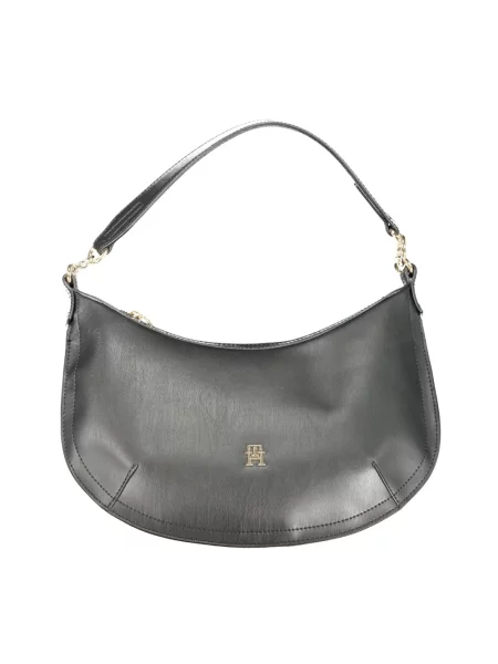 Lniana torebka Tommy Hilfiger biznesowa czarna