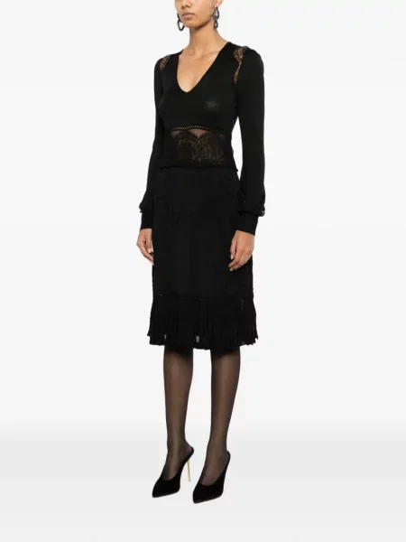 Rochie Roberto Cavalli cu volane din dantelă negru