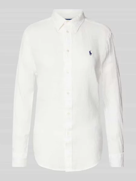 Lniana koszula Polo Ralph Lauren z logo biała
