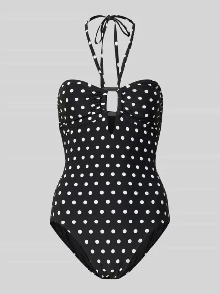 Kostium kąpielowy o fasonie bandażowym we wzór na całej powierzchni model CLASSIC DOT BANDEAU' Michael Kors czarny