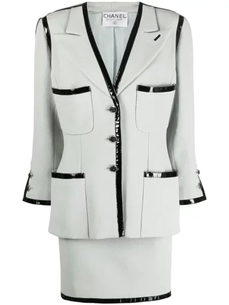 Oblekové jednořadé sukně Chanel Pre-owned zelené