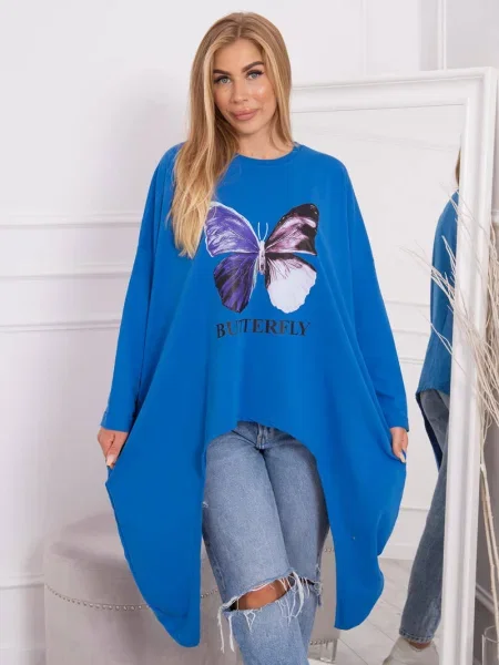 Bluza Kesi s potiskom modra