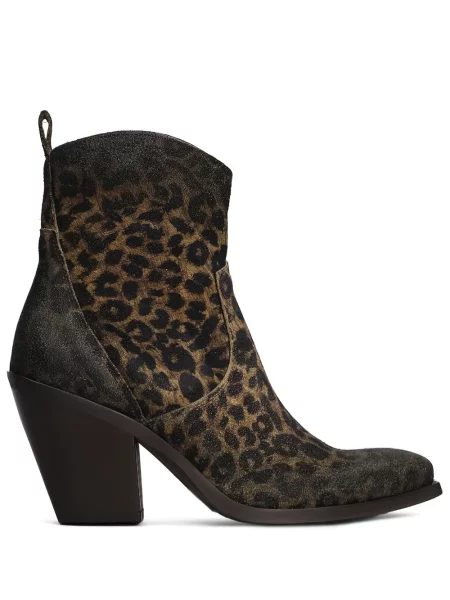 Cizme scurte Metisse cu imagine cu model leopard maro