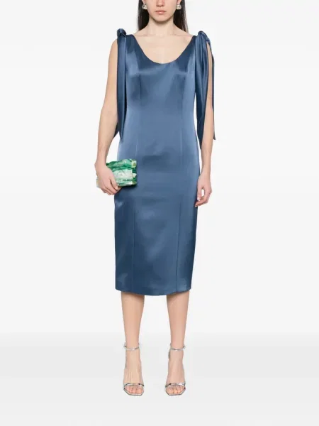 Rochie midi Fely Campo drapată până la genunchi de costum albastru
