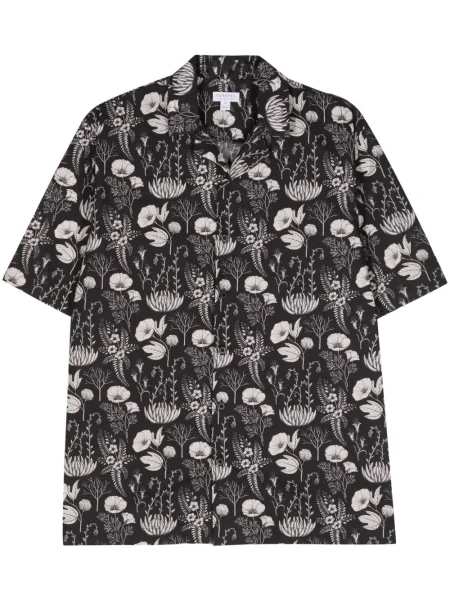 Cămașă Sunspel cu model floral cu imagine negru