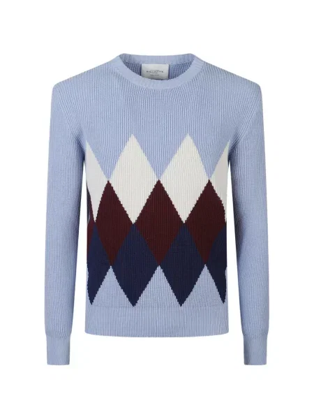 Pulover Ballantyne cu model argyle albastru