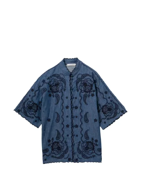 Bluză Zimmermann cu broderie cu model paisley albastru