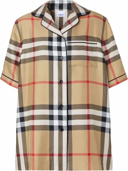 Hedvábná kostkovaná retro košile Burberry