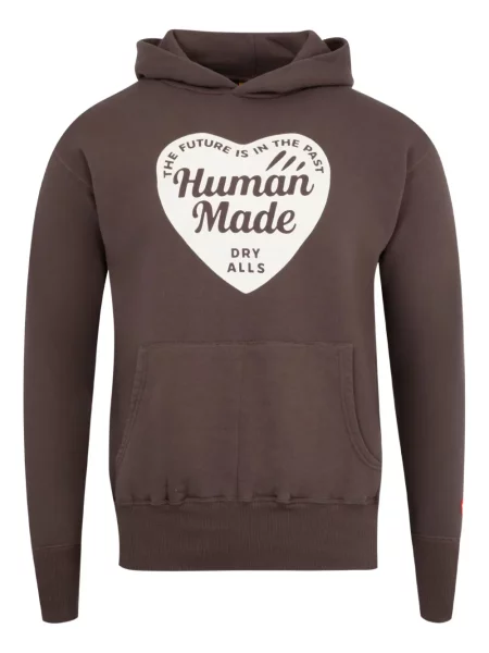 Hanorac cu glugă Human Made cu motiv cu inimi maro