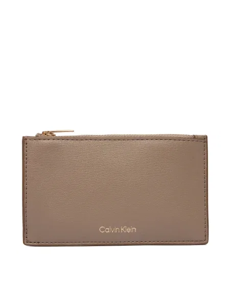 Calvin Klein Peňaženka Foil Logo Top Zip Cardcase béžová