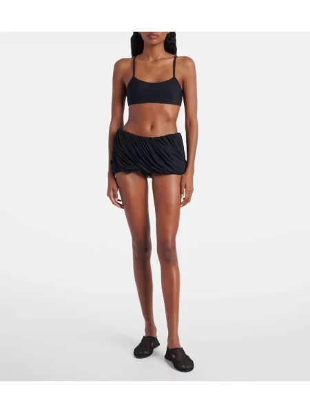 Bikini Alaïa cu talie joasă plisat negru