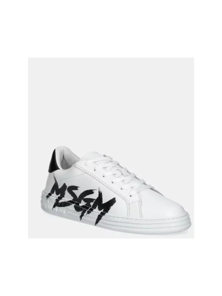 Sneakersy Msgm skórzane z logo białe