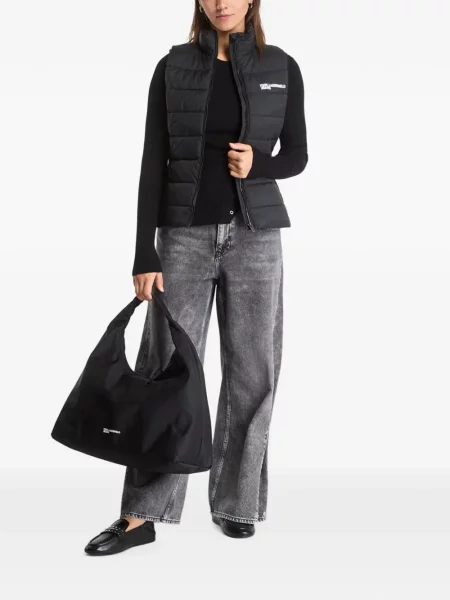 Prošiven traper prsluk Karl Lagerfeld Jeans s printom crna