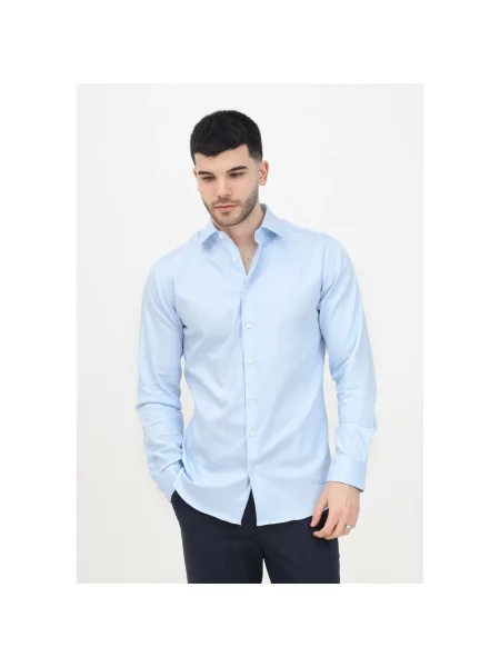 Koszula biznesowa o kroju slim fit z kołnierzykiem typu kent Selected Homme niebieska