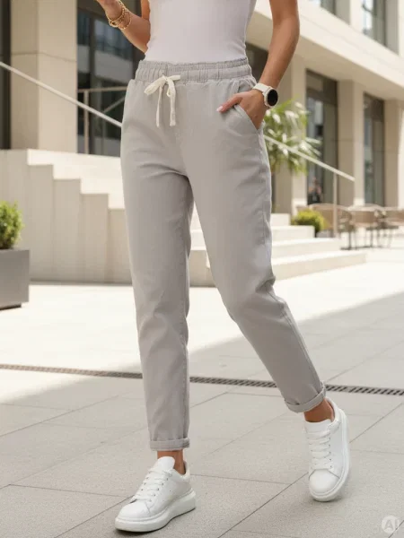 Joggery z wysokim stanem Dstreet szare