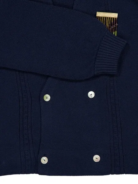 Cardigan Bode cu două rânduri de nasturi cu autograf albastru