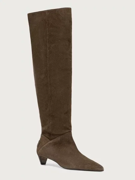 AllSaints μπότες Γυναικείες σουέτ Ortega Suede Boot πράσινο