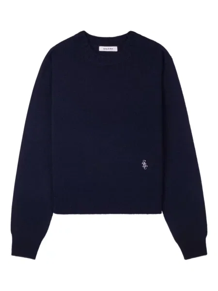 Pulover Sporty & Rich cu broderie albastru
